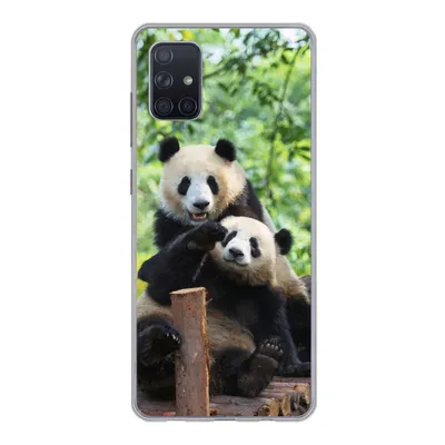 Produktbild von MuchoWow® Handyhülle Schutzhülle Hülle für Samsung Galaxy A71 Panda - Brücke - Natur Silikon Softcase Handy Hülle - Kartenbesitzer