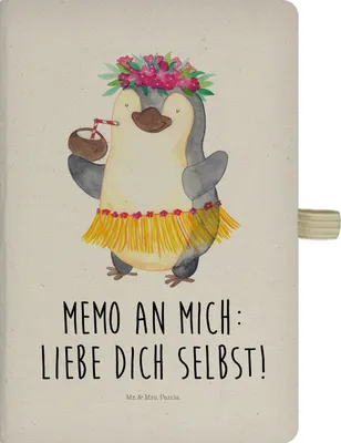Produktbild von Mr. & Mrs. Panda notizbuch Pinguin Kokosnuss - Transparent - Geschenk, Hawaii, Kladde, Journal, Urlaub, A5, Notizheft, Ferien, Tagebuch