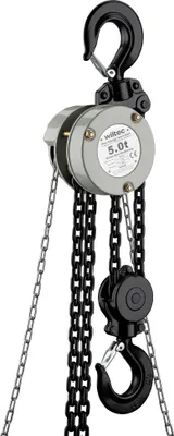 Produktbild von Wiltec Mini Kettenzug bis 5 t, robuster Handkettenzug 5 m Hubhöhe, Tragmittel mit 5 m Lastkette, Hebezeug manuell, hochbelastbares Hebemittel