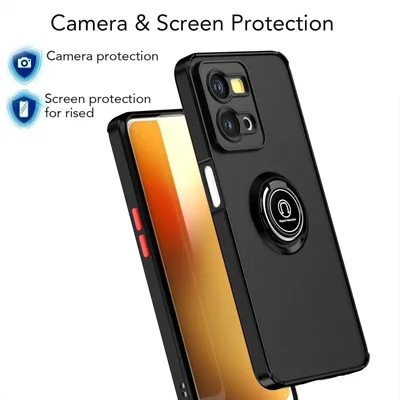 Immagine prodotto di Custodia per Oppo Reno7 4G opaca e traslucida in TPU con supporto ad anello e supporto verde militare