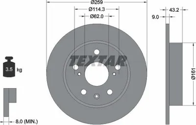 Produktbild von 2x TEXTAR Bremsscheibe 92268403 für SUZUKI SWIFT IV (FZ NZ) VITARA (LY) 43 2mm