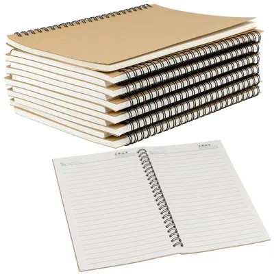 Zdjęcie produktu dla 12 sztuk zeszytów spiralnych A5 z papieru kraftowego, w linie, idealne jako podróżne dzienniki