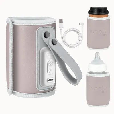 Produktbild von Lionelo Thermup Go Flaschenwärmer Baby, Tragbarer Multifunktional Sterilisator für Babyflaschen, Babykostwärmer und Warmhaltung, Rosa