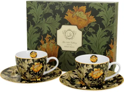 Produktbild von DUO ART GALLERY 2er-Set Espressotassen 90 ml CHRYSANTHEMUM mit Untertassen, New Bone China Porzellan