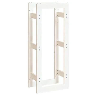 Image de vidaXL Étagère à bois de cheminée Blanc 41x25x100 cm Pin massif