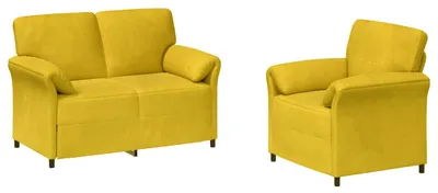 Image de vidaXL Ensemble de canapés 2 pièces, couleur jaune, revêtement en velours