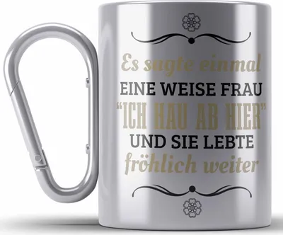 Produktbild von Trendation - Jobwechsel Edelstahl Tasse Karabiner Geschenk Kollegin Kollege Lustig Abschiedsgeschenk Sprüche - Ich Hau Ab Hier (Silber)