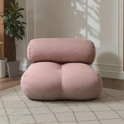 Produktbild von PillowPalette Bodensessel 70 x 80 cm aus Chenille, Rosa, weich gepolstert, gemütlicher Loungesessel, Relaxsessel und Lesesessel für Wohnzimmer und Sch