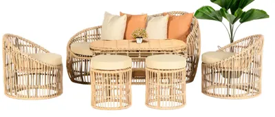 Produktbild von Gartenmöbel Sofagarnitur Tisch Hocker Sessel Veranda Sitzgruppen Esstisch Sofa