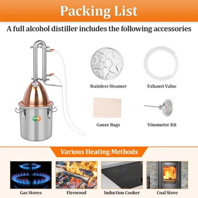 Productafbeelding van Alambiek - Distilleerketel - Stookketel - Moonshine Ketel - Thuisbrouwpakket - 10 Liter Inhoud