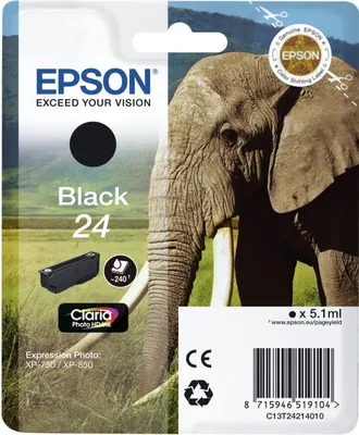 Immagine prodotto di Cartuccia d'inchiostro Epson Claria 24 - Nero - A getto d'inchiostro - 240 pagine - Confezione blister da 1