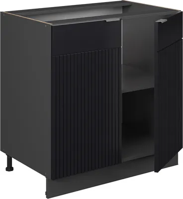 Produktbild von Küchenunterschrank Vicco Fame-Line Schwarz gestreift/Anthrazit 80 cm Arbeitsplatte Goldkraft Eiche, Model 50648
