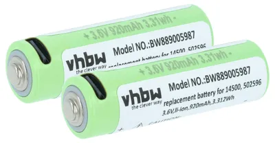 Produktbild von vhbw 2x Akku Ersatz für Ledlenser 14500, 502596 für Taschenlampe Kopflampe (0,92 Ah, 3,6 V, Li-Ion)