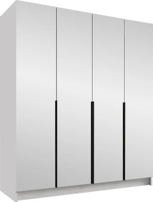 Produktbild von MIRJAN24 Kleiderschrank Santi III, Schlafzimmer, Drehtürenschrank, mit Kleiderstange, Modern, Garderobenschrank, Metallgriffe (Farbe: Weiß / Weiß + Schwarz)