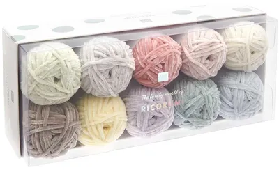 Immagine prodotto di Set di 10 gomitoli di filato color pastello per amigurumi, 25 grammi per gomitolo