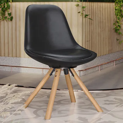 Produktbild von 2er-Set STELA | Designerstuhl | Schwarz | Leder | Schalenstuhl, Hotelstuhl, Restaurantstuhl