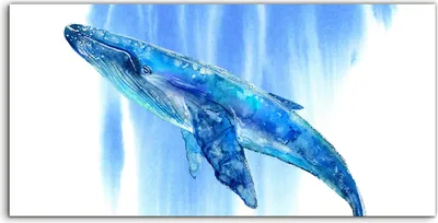 Produktbild von Coloray Glasbild 140x70  Wandbild Glasbilder Kunst Großer Blau Wal und Wasser Meer