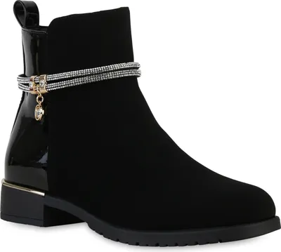 Produktbild von VAN HILL Damen Leicht Gefütterte Klassische Stiefeletten Zierperlen Schuhe 840507, Farbe: Schwarz, Größe: 38
