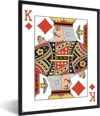 Produktbild von MuchoWow® MuchoWow® Gerahmtes Poster Illustration einer Karo-König-Spielkarte 60x80 cm - Poster mit zchwarzem Bilderrahmen - Premium - Wanddeko Wohnzimmer