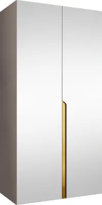 Produktbild von MIRJAN24 Kleiderschrank Mila 3 100 mit Spiegel, Schlafzimmer, Kleiderschrank, mit zwei Drehturen und mit Kleiderstange, Modern, Garderobenschrank (Farbe: Cashmere + Gold)