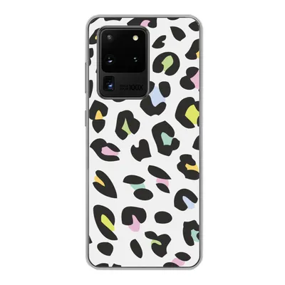 Produktbild von MuchoWow® Handyhülle Schutzhülle Hülle für Samsung Galaxy S20 Ultra Pantherdruck - Farben - Schwarz Silikon Softcase Handy Hülle - Karteninhaber