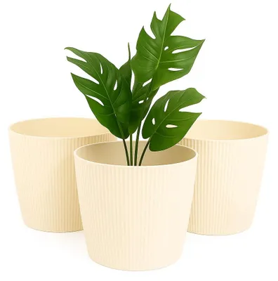 Zdjęcie produktu dla Zestaw 3 lekkich doniczek do roślin, przeznaczonych do użytku w pomieszczeniach, o średnicy 18 cm