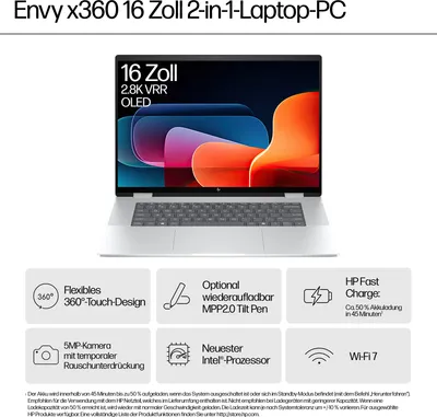 Obrázok produktu pre HP ENVY x360 16" WUXGA IPS Core Ultra 7 155U - 7 - 7 - Core Ultra 7 - 4,8 GHz