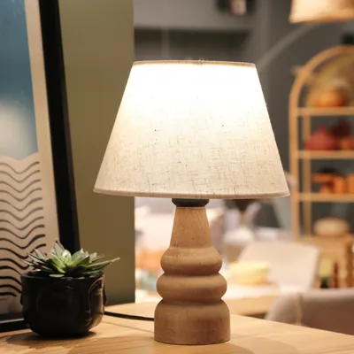 Produktbild von Opviq, AYD-3562,Tischlampe, Creme, HOLZKÖRPER, 22 x 22 x 32 cm