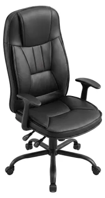 Image de Yūto - Fauteuil de bureau ergonomique 50 x 47 x 131 cm, confortable et pivotant, en similicuir noir.