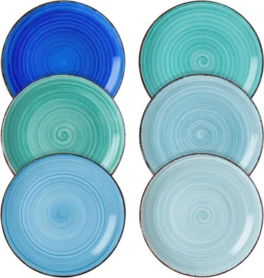 Produktbild von 6-teiliges vancasso BONITA Tafelservice Set Dessertteller Steinzeug Ø 18,8 cm Blau