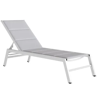 Produktbild von Sonnenliege Atmungsaktive Gartenliege mit 6-fach Verstellbar Rückenlehne Aluminiumrahmen Hellgrau