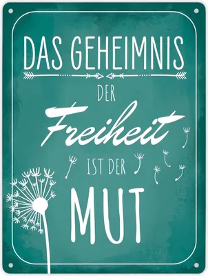 Produktbild von Das Geheimnis der Freiheit ist der Mut Metallschild XL in 21x28 cm