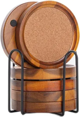 Obrázok produktu pre Drevená podložka pod poháre, okrúhla, priemer 10,5 cm