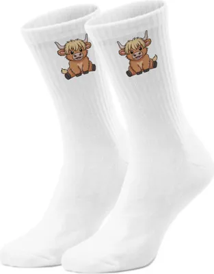 Produktbild von epicsocks Highland Cow Charme sitzende Kuh Socken in 37-41 im Paar
