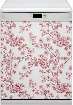 Produktbild von Küche Magnet für Spülmaschine  Abwaschbar 60x80 cm Geschirrspüle  - Pinke Blumen