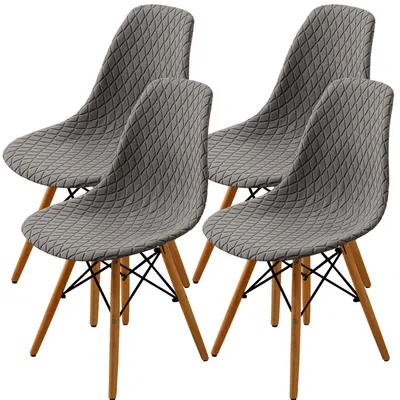 Stoelhoezen für Esszimmerstühle, 4 St., taupe, elastisch, waschbar