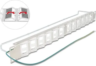 Immagine prodotto di Delock 19" Keystone Patchpanel mit 24 neigbaren Ports und Entlastungsschiene (67066)