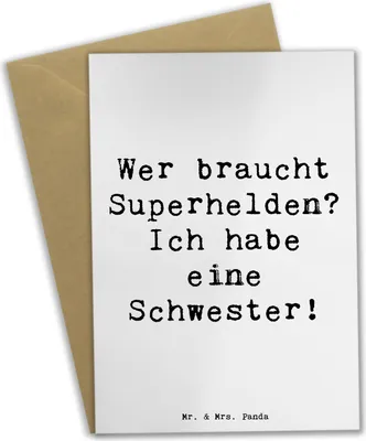 Produktbild von Mr. & Mrs. Panda Glückwunschkarte Spruch Liebe Schwester - Weiß - Geschenk, hochzeitskarten, kommunionskarte, Familiengeschenk, Familie, Geburtstage, babykarte, Geschenke