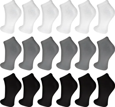 Produktbild von TEXEMP Sneaker Socken Herren Damen 12 - 36 Paar Baumwolle Sport Füßlinge | B43 - Schwarz & Weiß & Grau - 39-42 - 36er Pack