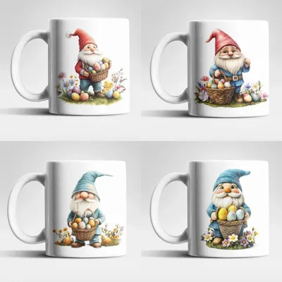 Produktbild von Ostern Gnom Ostereier Kaffeetasse Teetasse Tasse Geschenkidee 325 ml – 4er Set