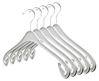 Produktbild von Kleiderbügel NA 47 cm - 50 Stück - aus Kunststoff- weiß - 360° drehbarer Haken - platzsparend - Hemdenbügel - Blusenbügel - Mäntel -  -  Germany