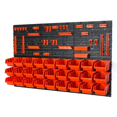 Produktbild von 27 Stapelboxen mit Wandregal 120 x 80 cm | lager wandplatten lagerregal