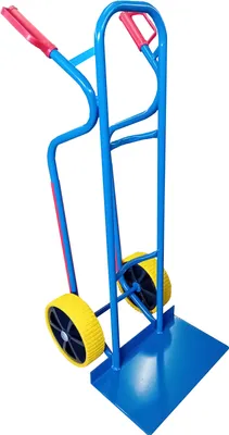 Produktbild von Stahlrohr Sackkarre mit "JUMBO"-Ladeschaufel 470x280 mm - EU (Räder nach Ihrer Wahl - siehe Varianten) HIER: PolyurethanRad / PVC-Felge / Gleitlager