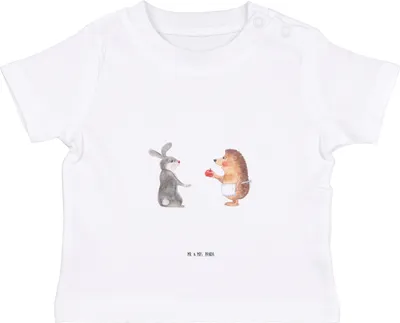 Produktbild von Mr. & Mrs. Panda  T-Shirt Hase Igel 0. - 6. Monat - Weiß - Geschenk, Liebe Spruch, Baby Jerseyshirt, Kleinkind Shirt, Babyshirt, Lustige Sprüche, Trösten, Kinder, und