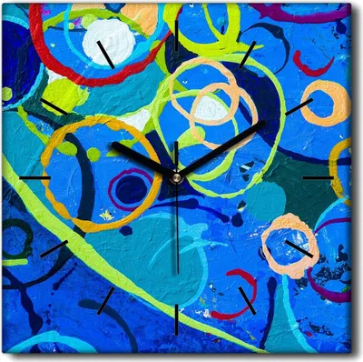 Produktbild von Coloray Uhr auf Leinwand 30x30 cm Wand Uhr Dekoration Wohnzimmer Segeltuch schwarze Hände -Kunst-Abstraktionskreis.