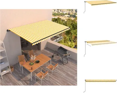 Zdjęcie produktu dla vidaXL Markiza zwijana ręcznie 500x300 cm żółto-biała - Markizy