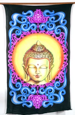 Produktbild von Goa Wandtuch, UV Schwarzlicht Wandbehang, Pcychedelic Wandbild - Buddha/2, Mehrfarbig, Polyester, 200*120*0,2 cm, Wandtaschen & Wandbehänge
