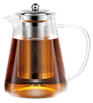 Teekanne 1300 ml Borosilikatglas mit Edelstahl-Teesieb
