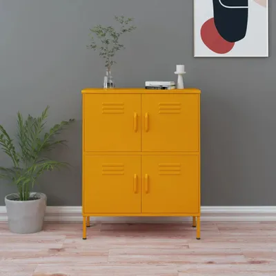 Zdjęcie produktu dla The Living Store Szafka do przechowywania musztardowy żółty 80x35x101,5 cm stalowy