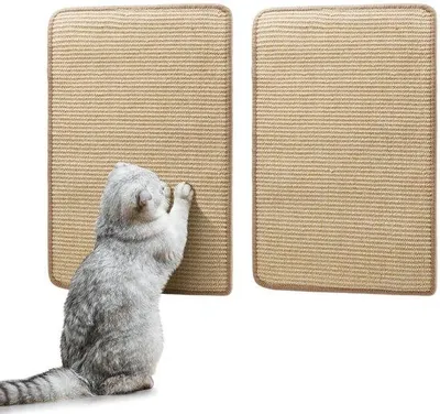 Image de Lot de 2 tapis d'escalade Krabmat pour chats, tapis d'escalade en sisal pour chats, tapis d'escalade muraux pour chats, tapis d'escalade pour chats, tapis de protection pour tapis, murs et canapés 60 x 40 cm